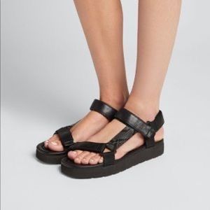 Vince Carver Black Snakeskin Sandals